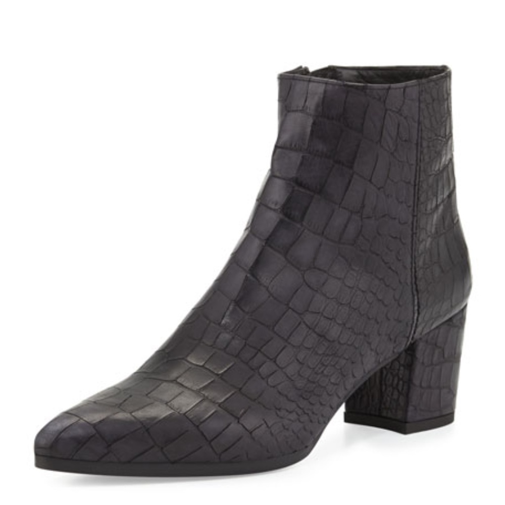 Stuart Weitzman Zepher Croc-Embossed Ankle Boot